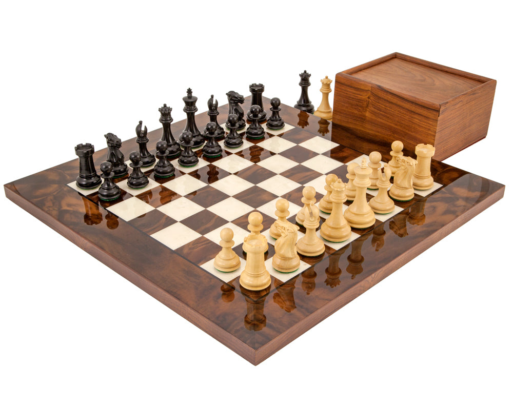 The Old English Elite Staunton Chess Pieces in Ebony 4 Inches