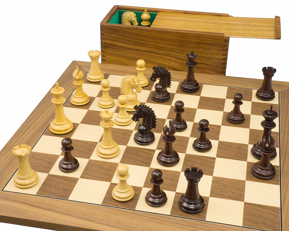 The Sheffield Knight Rosewood & Walnut Chess Set